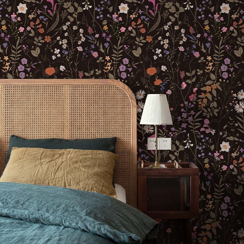 Floral Wallpaper Kertas Dinding Peel and Stick Dark Farm Floral Stick ...