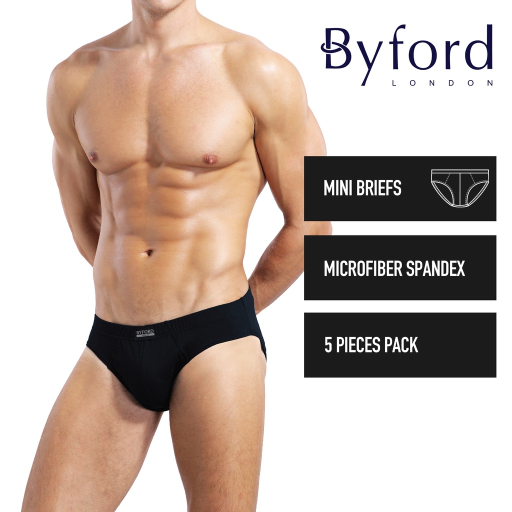 Byford Men's Microfibre Spandex Mini Brief Underwear Assorted Colours