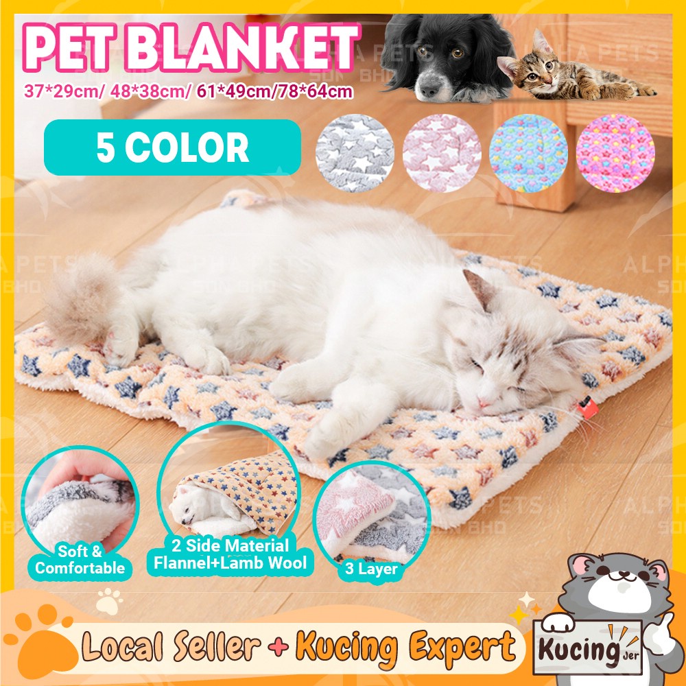 KUCINGJER Pet Bed Blanket Comfy Soft Large Plush Fluffy Sleeping Mat Cat Katir Tempat Tidur