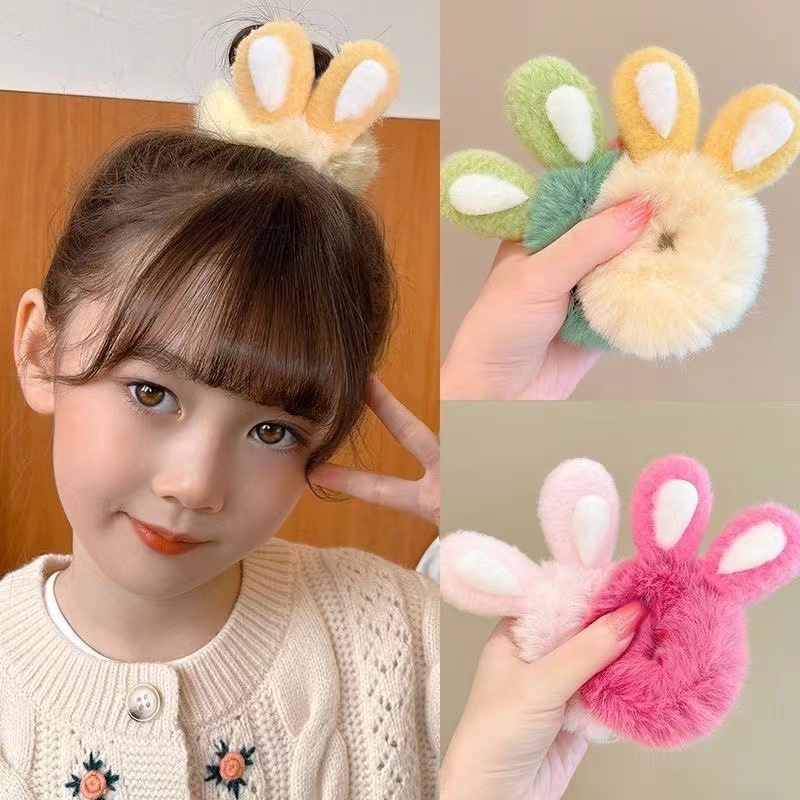 1PC New Cute Rabbit Ear Plush Girls Kids Elastic Hair Bands Children ...