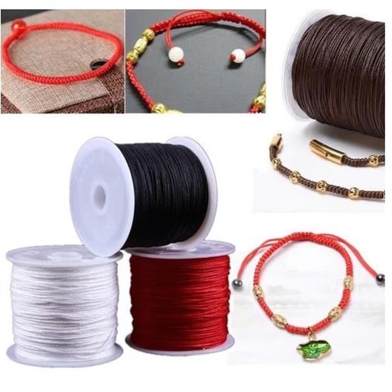 10m 0.8mm Wax Line Beaded Rope Thread Yarn DIY Braided Red Thread ...