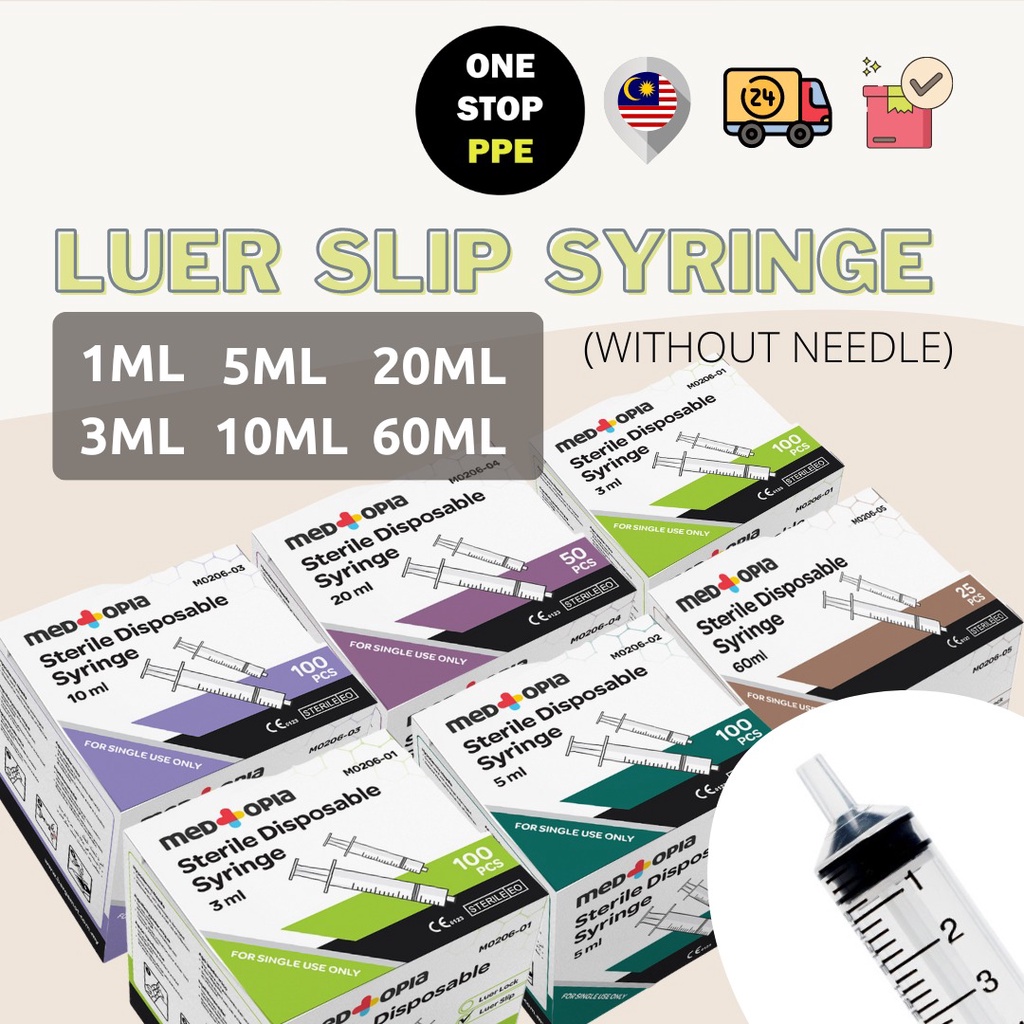 M0206 Medtopia Syringe Luer Slip Without Needle - Boxes (100 | 50 | 25 ...