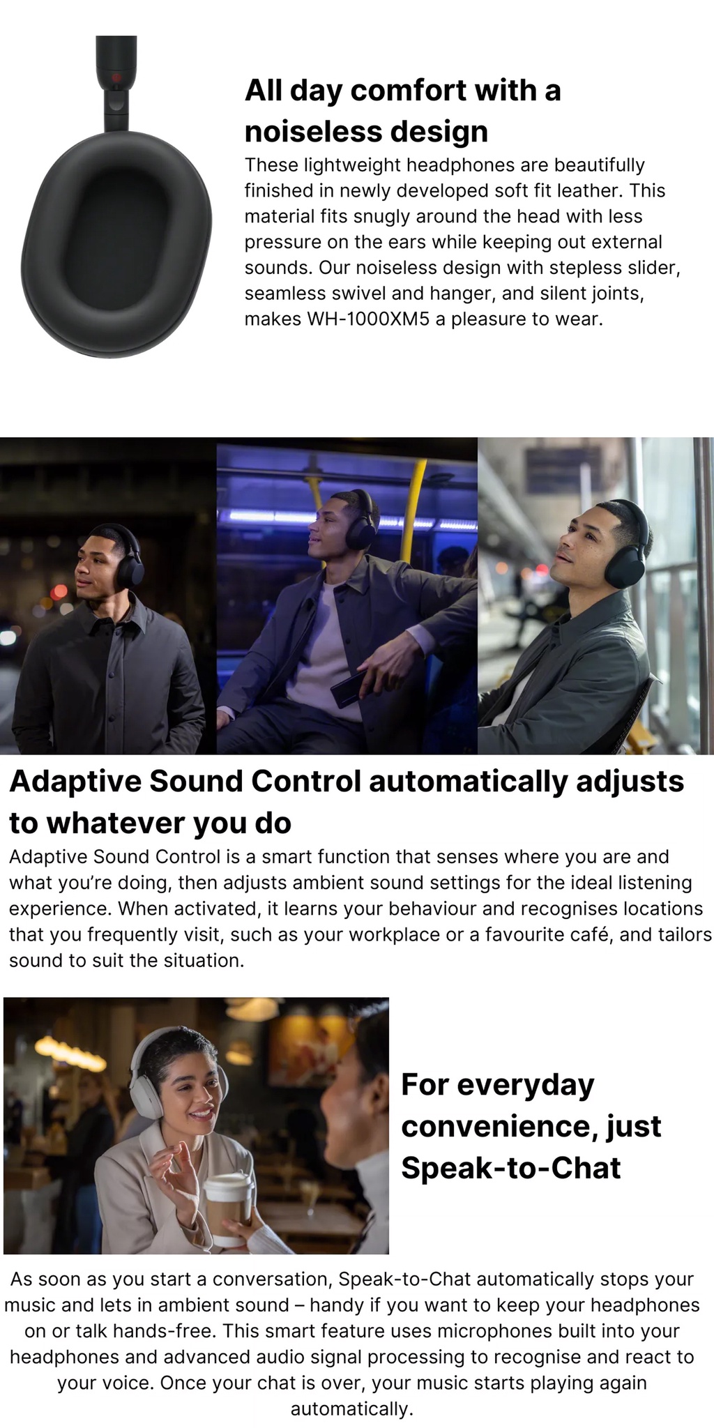 Sony OverEar Wireless ANC Noise Cancelling Headphones WH1000XM5 Smoky