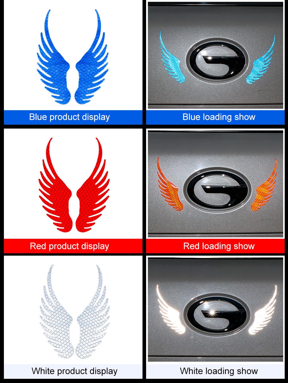 Car Reflective Stickers Angel Wings Decals High Intensity Night ...