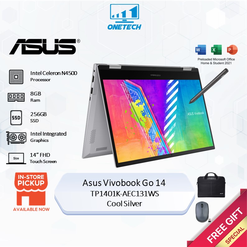 Asus Vivobook Go 14 Flip Tp1401k Aec131ws Notebook 14 Fhd Ipsintel Celeron8gb256gb Ssd 9338