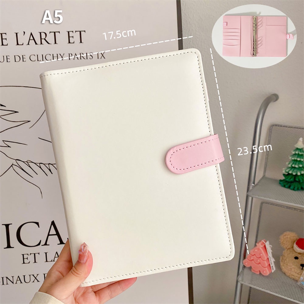 Leather Binder Multibey A7 6-Ring PU - , Card Slots & Pen (Black) Mini  Planner Cover With Zip Pouch