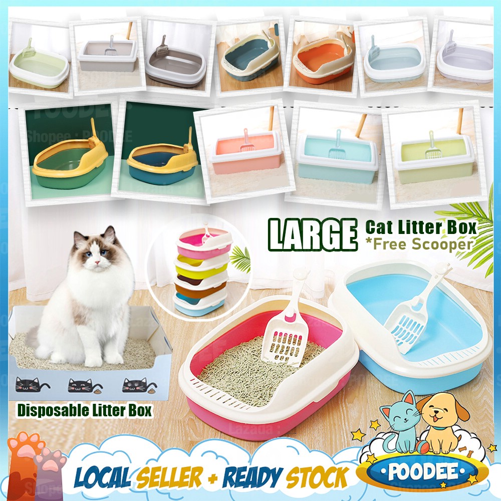 POODEE Large European Style Cat Litter Box Cat Litter Tray Tandas