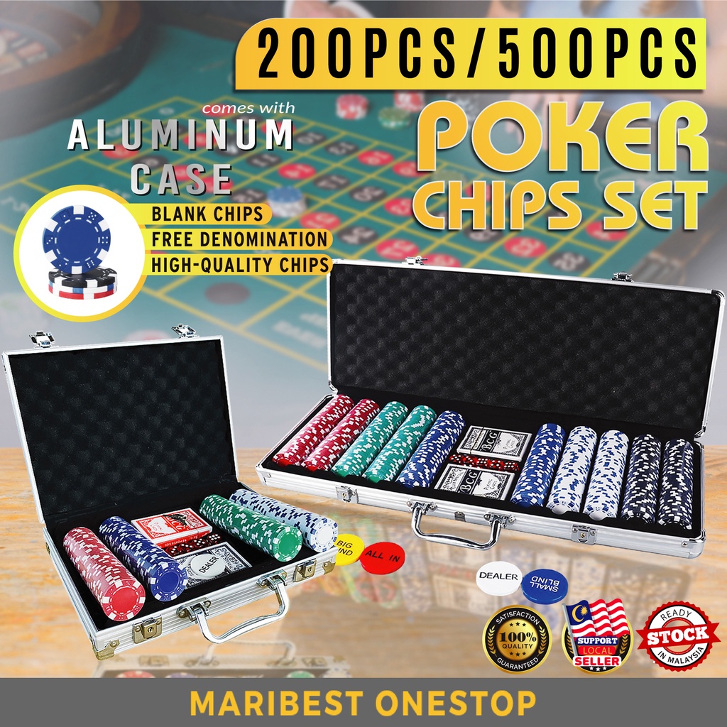 200PCS 500PCS Poker Chips Set Aluminum Case Box Playing Card Chip