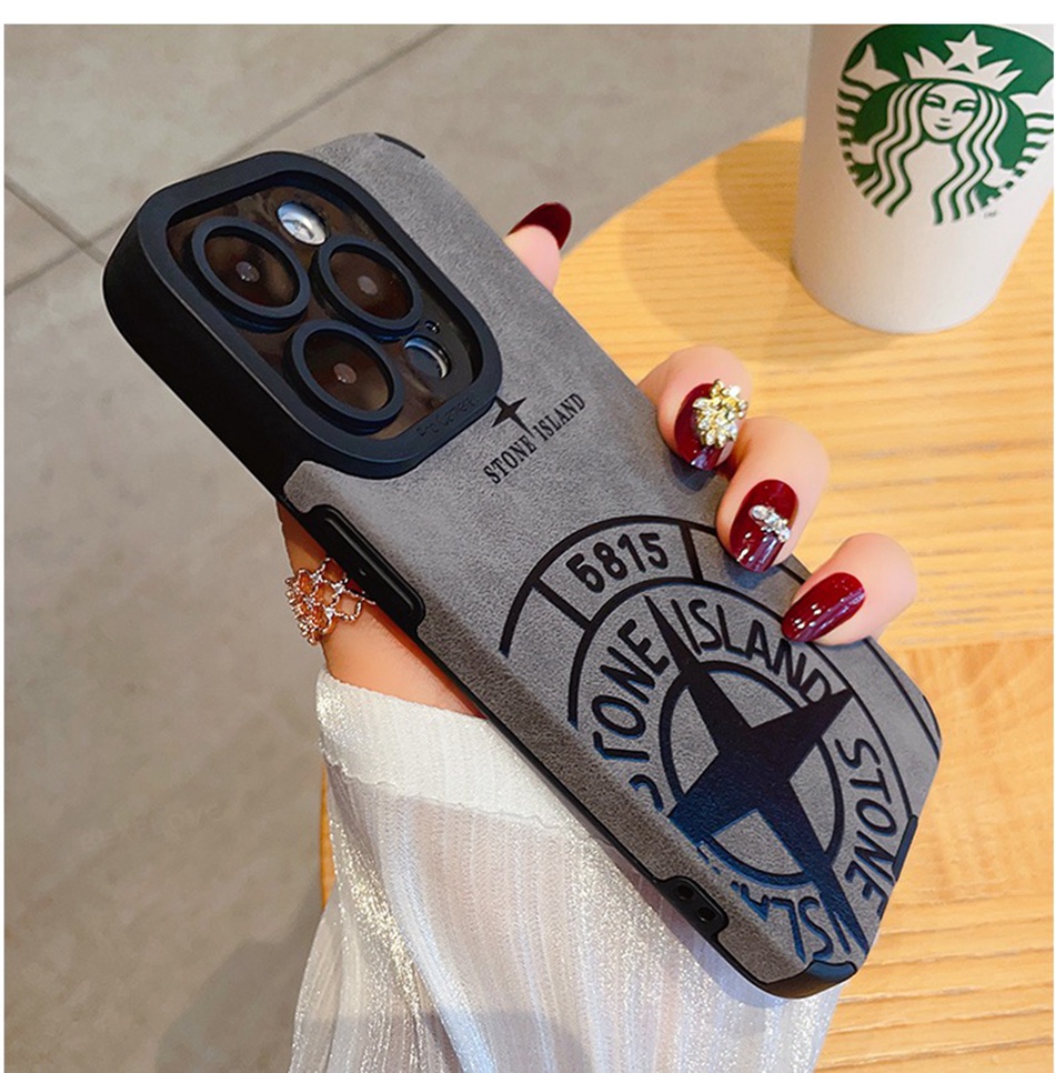 Stone island Leather Phone Case for iPhone 11 12 13 14 Pro Max Plus