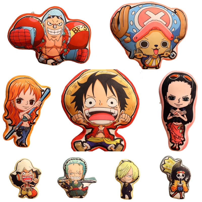 Adorable One Piece Pirate Plush Cushion Luffy Zoro Sanji Chopper Usopp ...