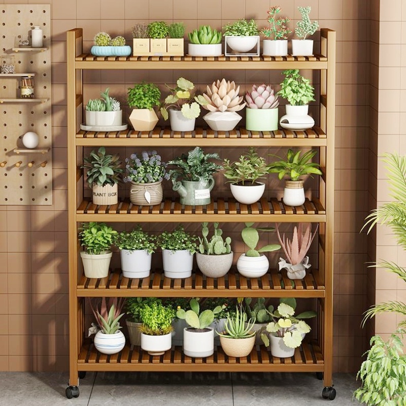 【PLAYFUL】 Flower Rack Storage Rack Living Room Floor Movable Outdoor ...