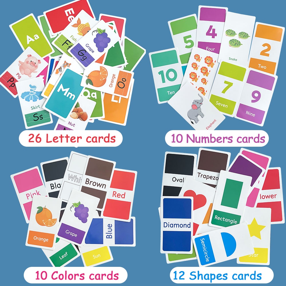 Children Abc Letter & Numbers & Shapes & Colors Flash Cards Alphabet ...