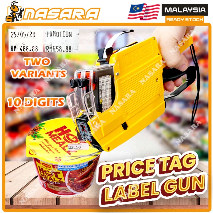 Nasara MX6600 Price Tag Label Machine 10 Digit Double Row Expired Tag Label Sticker / Mesin