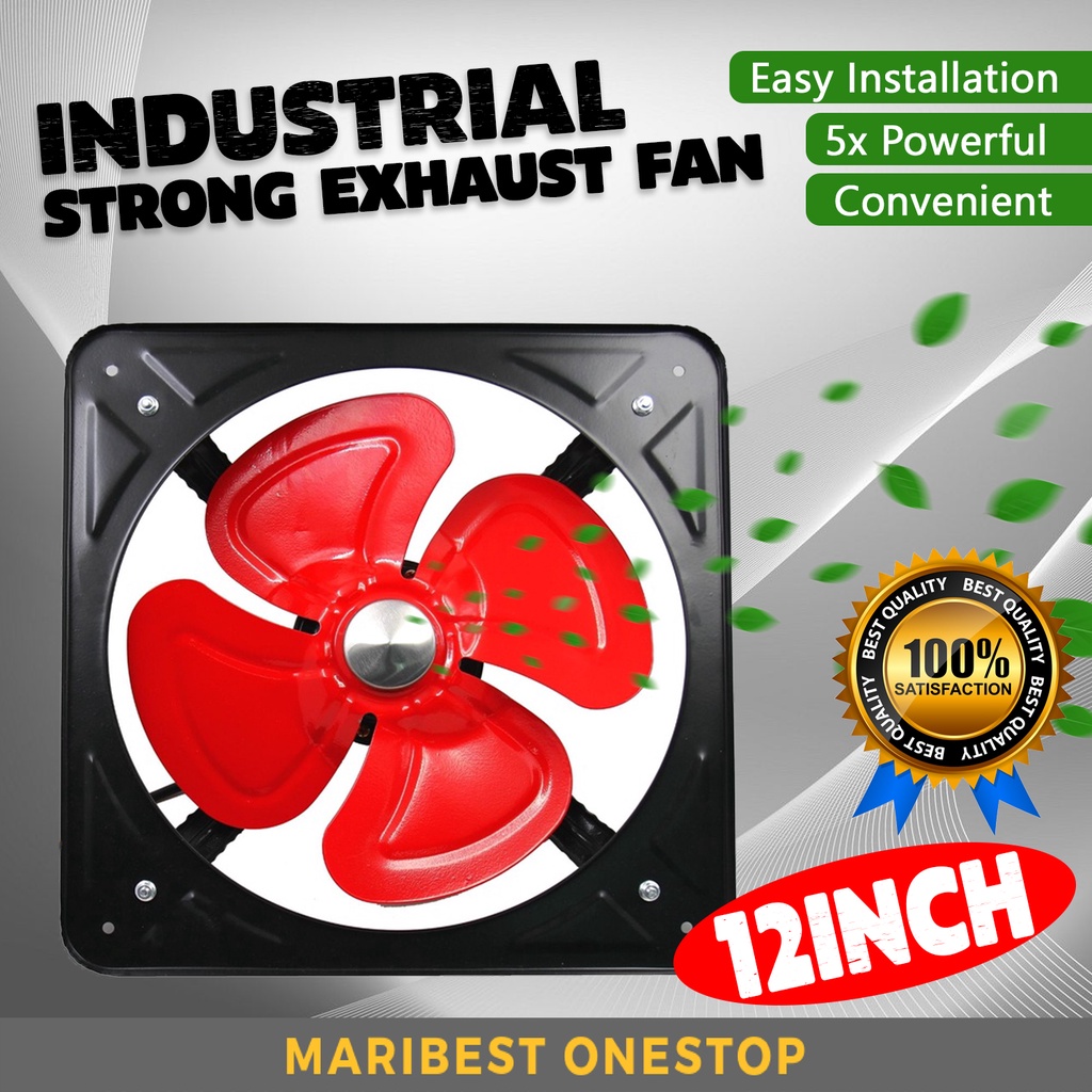 12 Inch Light Duty Industrial Exhaust Fan Kitchen Toilet Ventilation