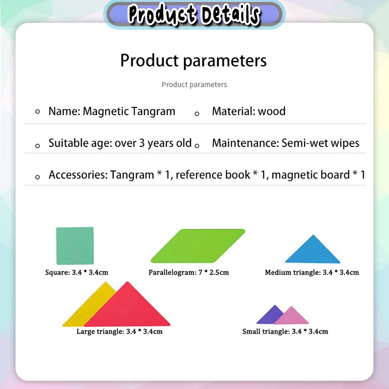 [Happy Kids] Magnetic Puzzle Tangram Montessori IQ Brain Teaser ...