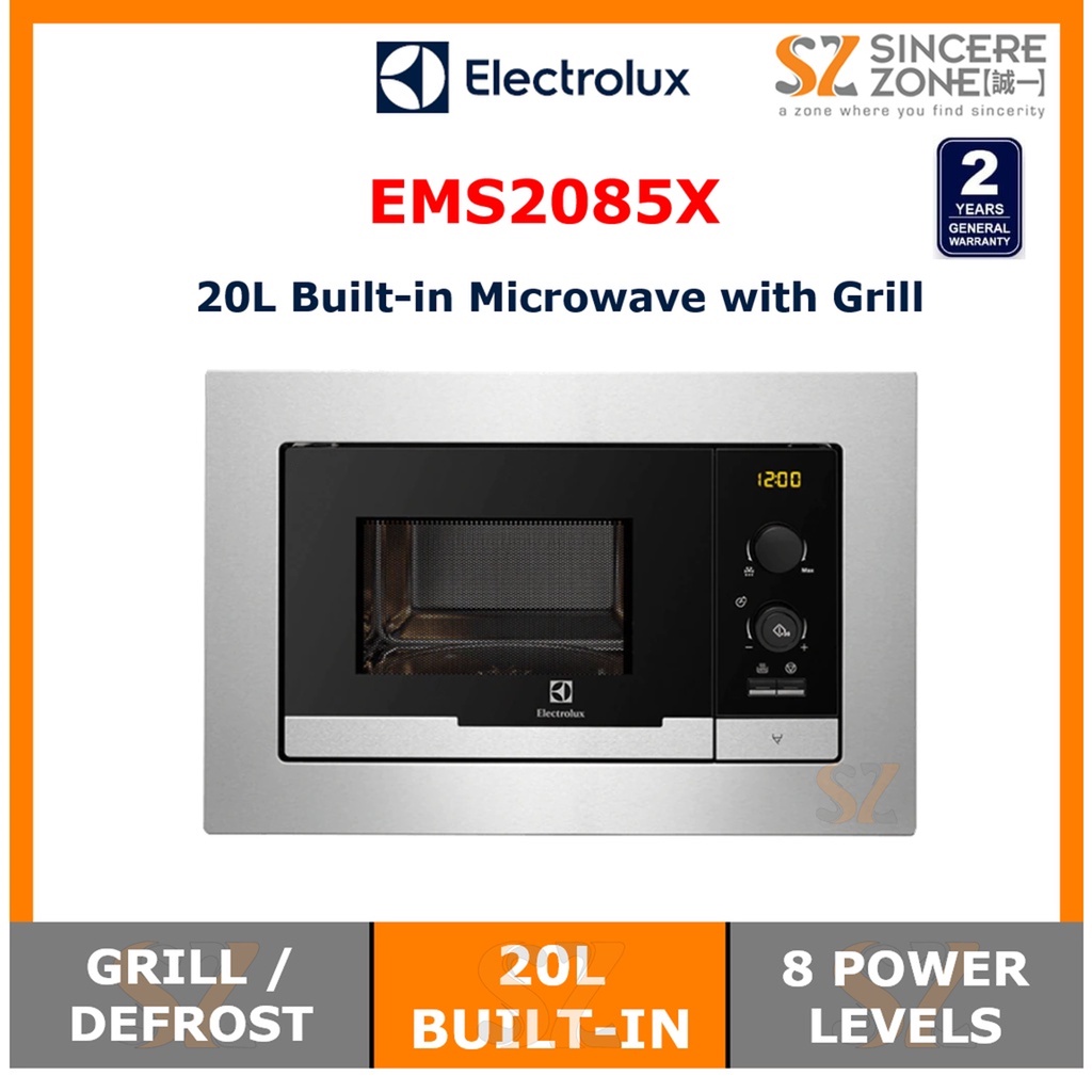 ELECTROLUX EMS2085X 20L BUILTIN MICROWAVE WITH GRILL / EASY DEFROST