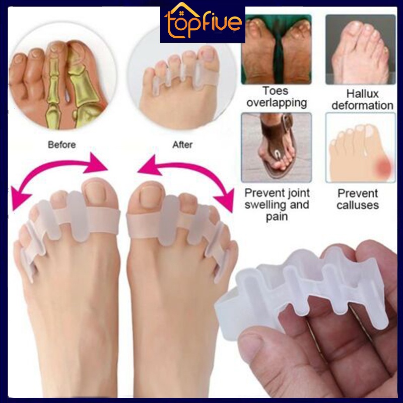 White Five Toes Separator Spreader Bunion Corrector Foot Care Hallux