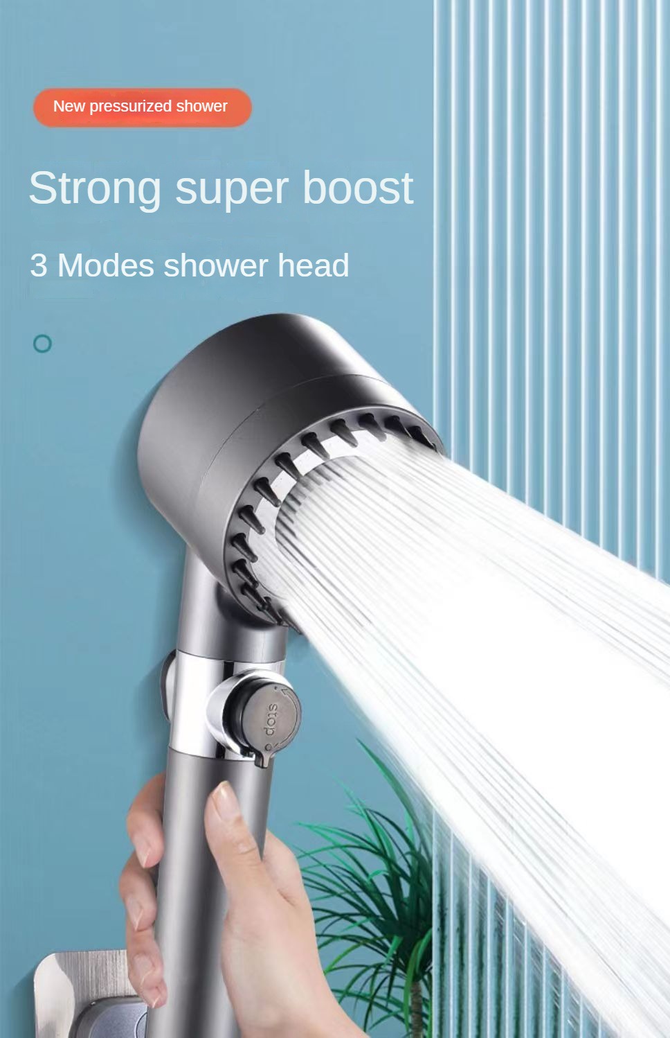 New 3 Modes Adjustable Shower Head High Pressure Water Saving Shower ...