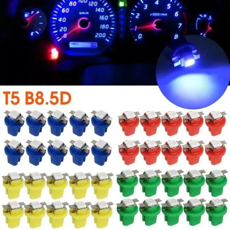 10pcs T5 B8.5D 5050 SMD LED Dashboard Bulbs Kit for 12V Speedometer ...