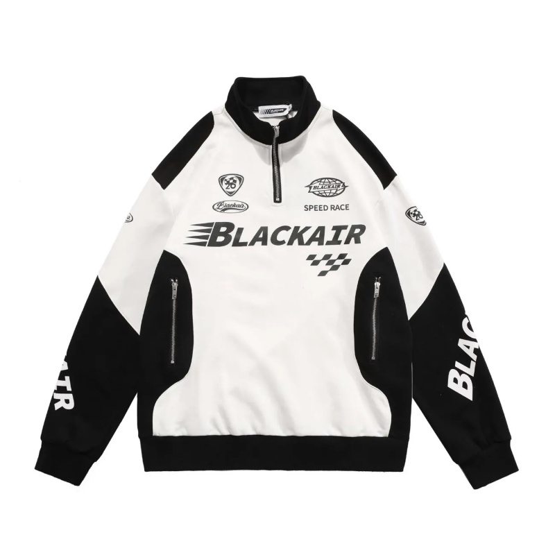 American Retro Stitching Half Zipper High Street Racing Suit Spring and ...