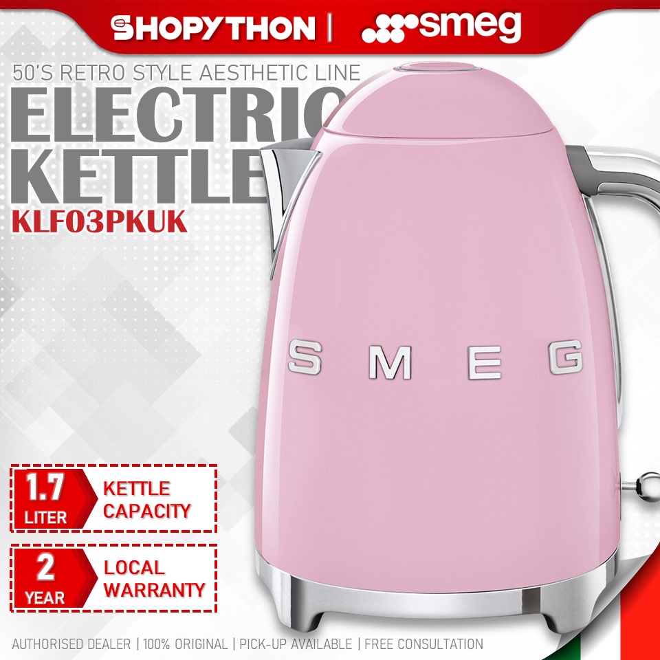 SMEG Electric Kettle KLF03PKUK Pink (1.7L/3000w) Aesthetic Line 50's