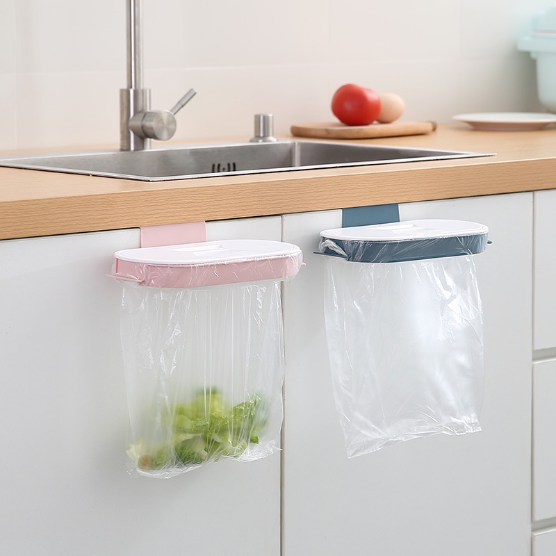 Hanging Garbage Bag Rack with Cover Cabinet Door Garbage Bags Bracket ...
