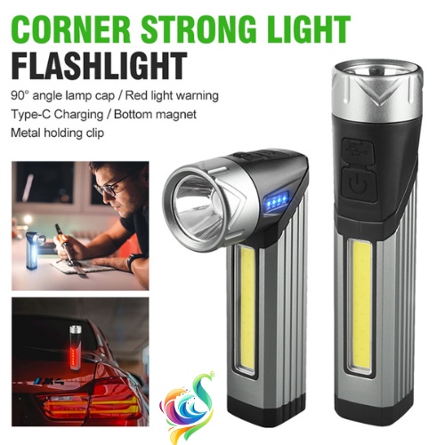 Magnetic LED Flashlight 90 Degree Rotating Head Usb Rechargeable Multi ...
