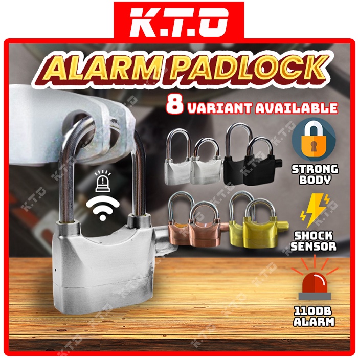 Anti-Theft Siren Alarm Padlock 110Dba Security System Alrm Lock