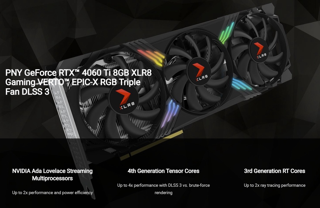 GeForce RTX 4060 Ti 8GB VERTO Dual Fan DLSS 3 - VCG4060T8DFXPB1
