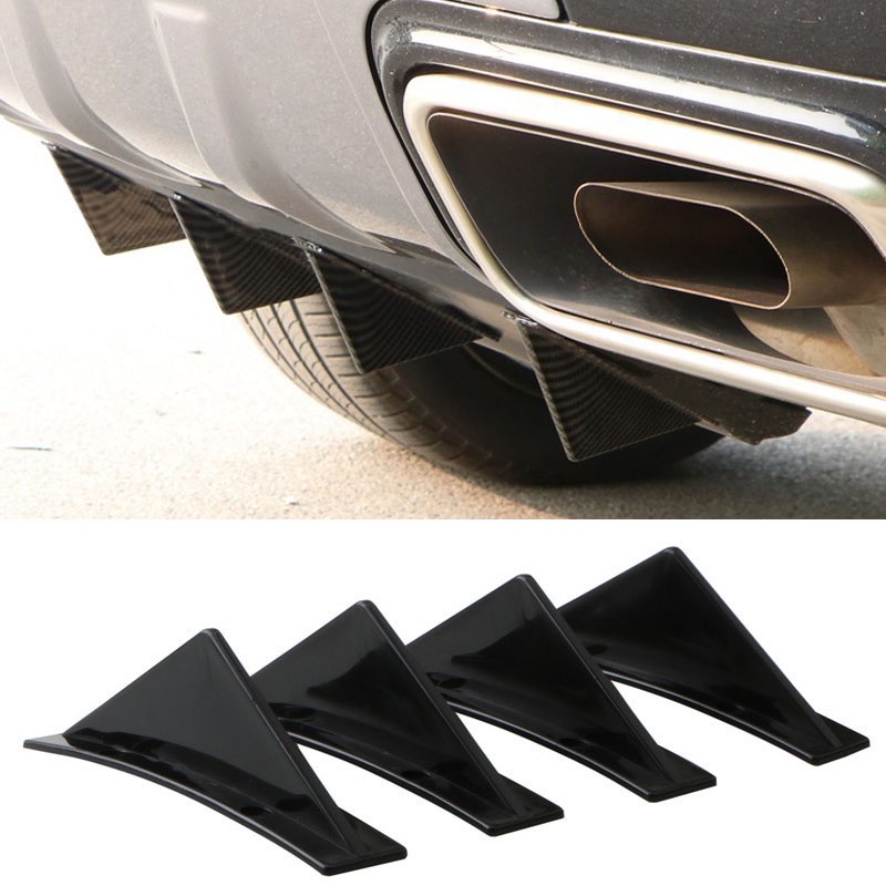 4pcs Universal Carbon Fiber Car Modified Rear Bumper Diffuser Spoiler ...