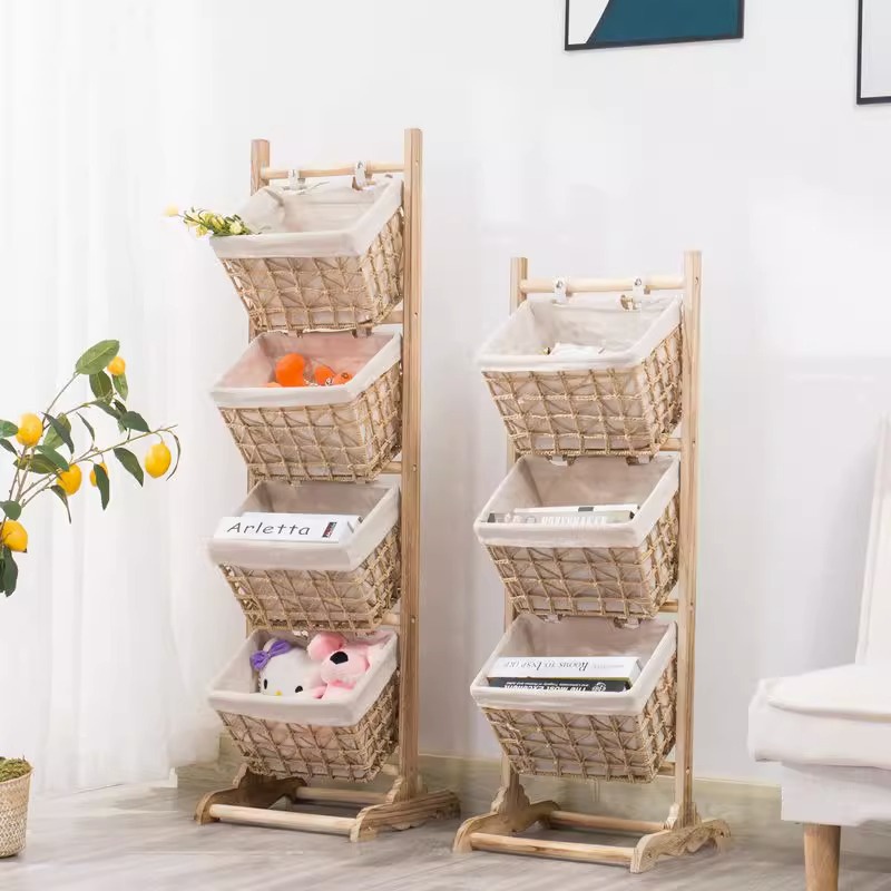Romantika 2tier 3tier NATURAL WOVEN RACK iron storage basket organizer ...