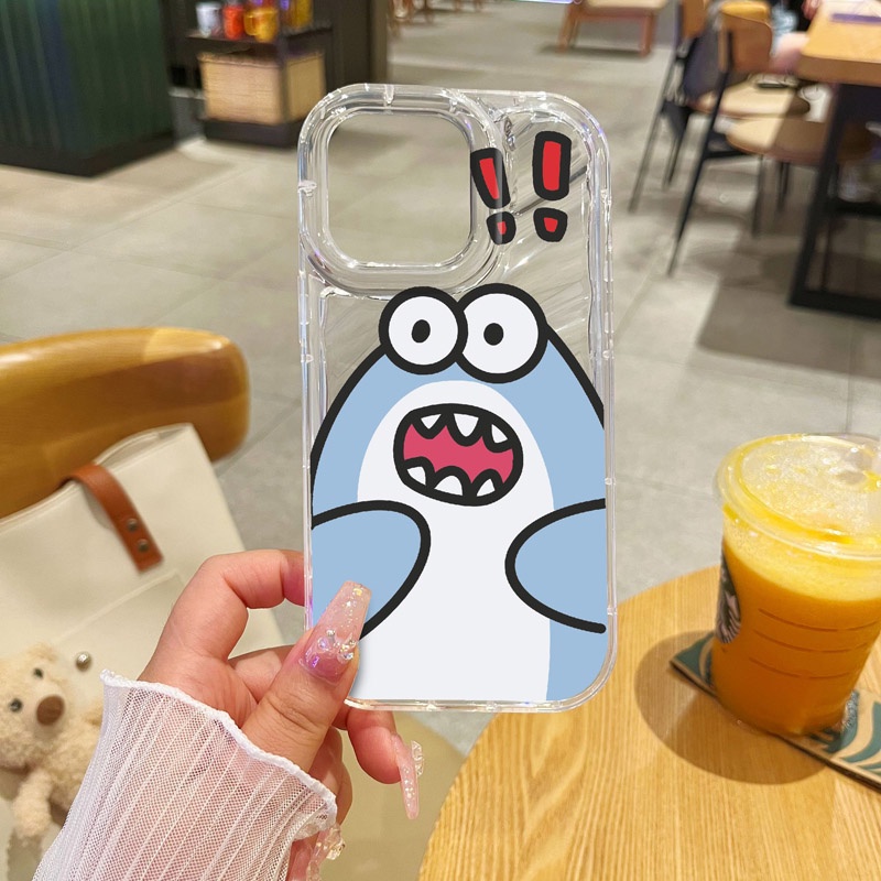 Suntaiho Funny Cute Casing Shark Cartoon Expression Pattern Phone Case ...