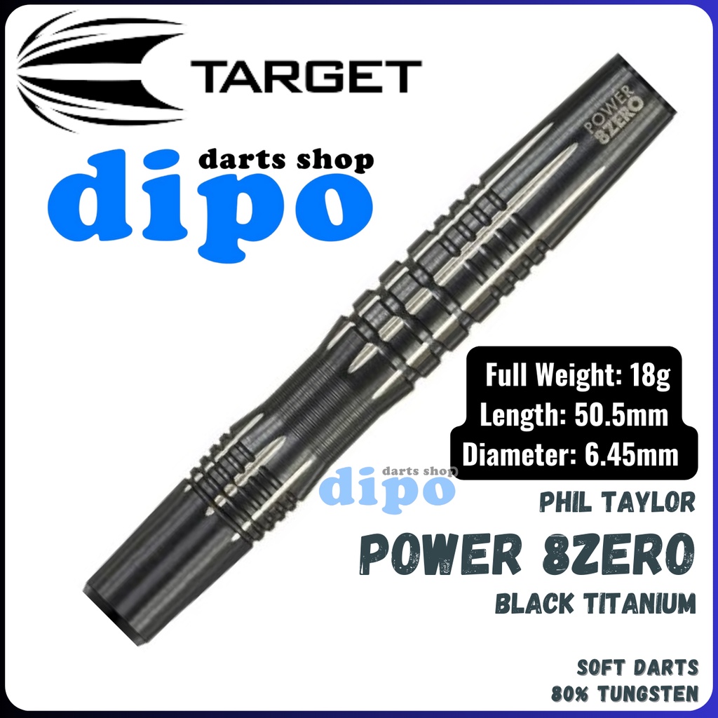Phil Taylor Power 8ZERO Black 80% Soft Tip - Fléchettes pointe Plastique