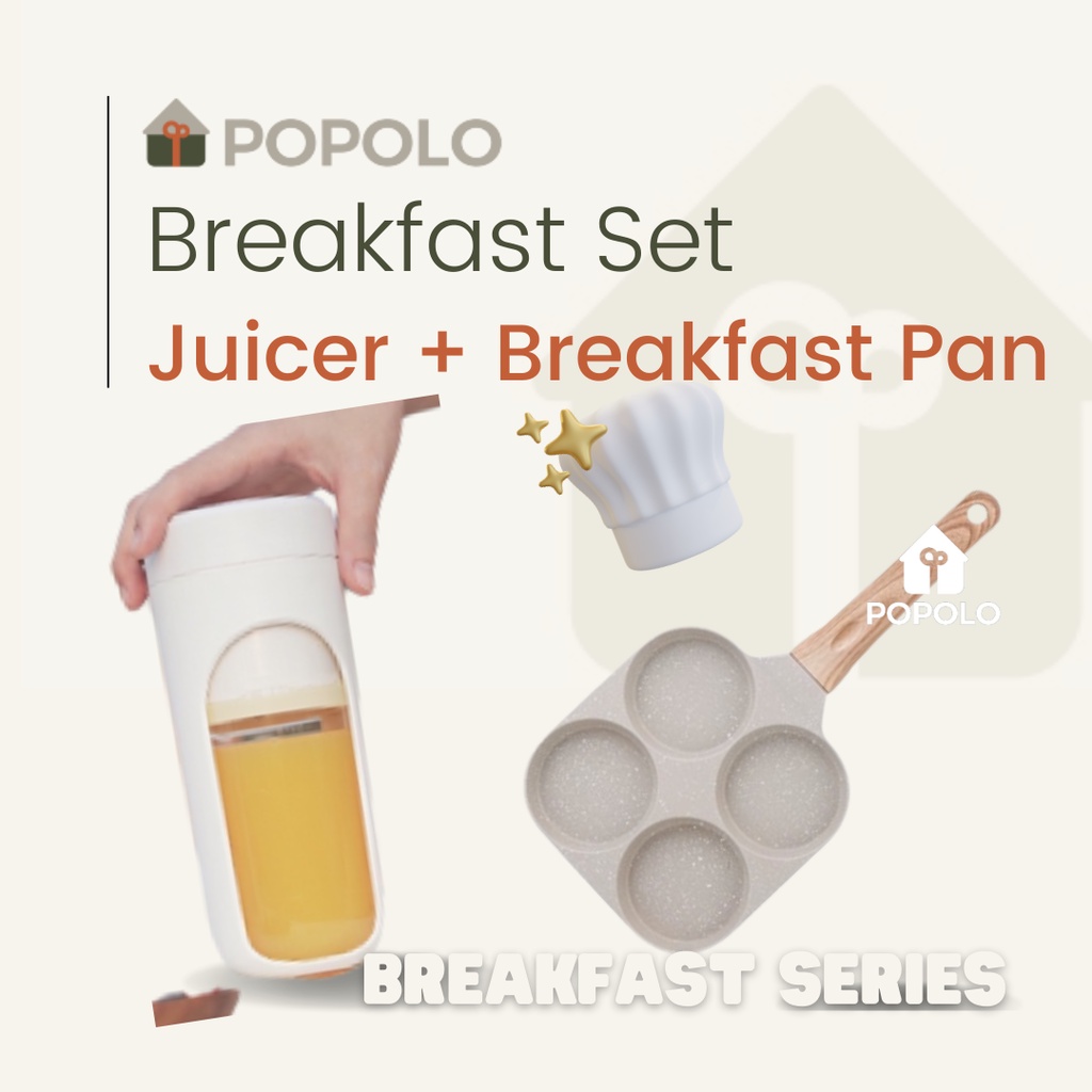 POPOLO Breakfast Set Non-stick Breakfast Frying Pan 4 in 1 with ...