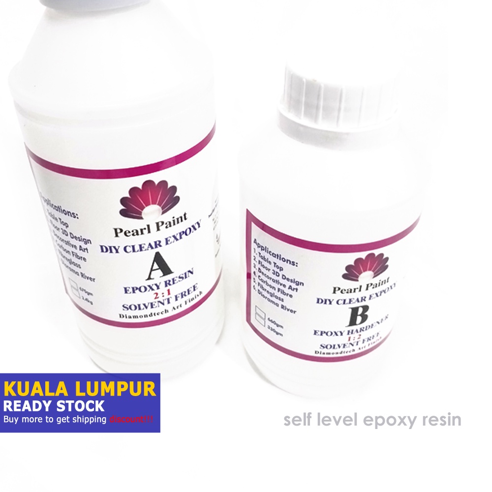 1KG Clear Epoxy/Selflevel Resin A+B SET Pearl Paint Solvent Free