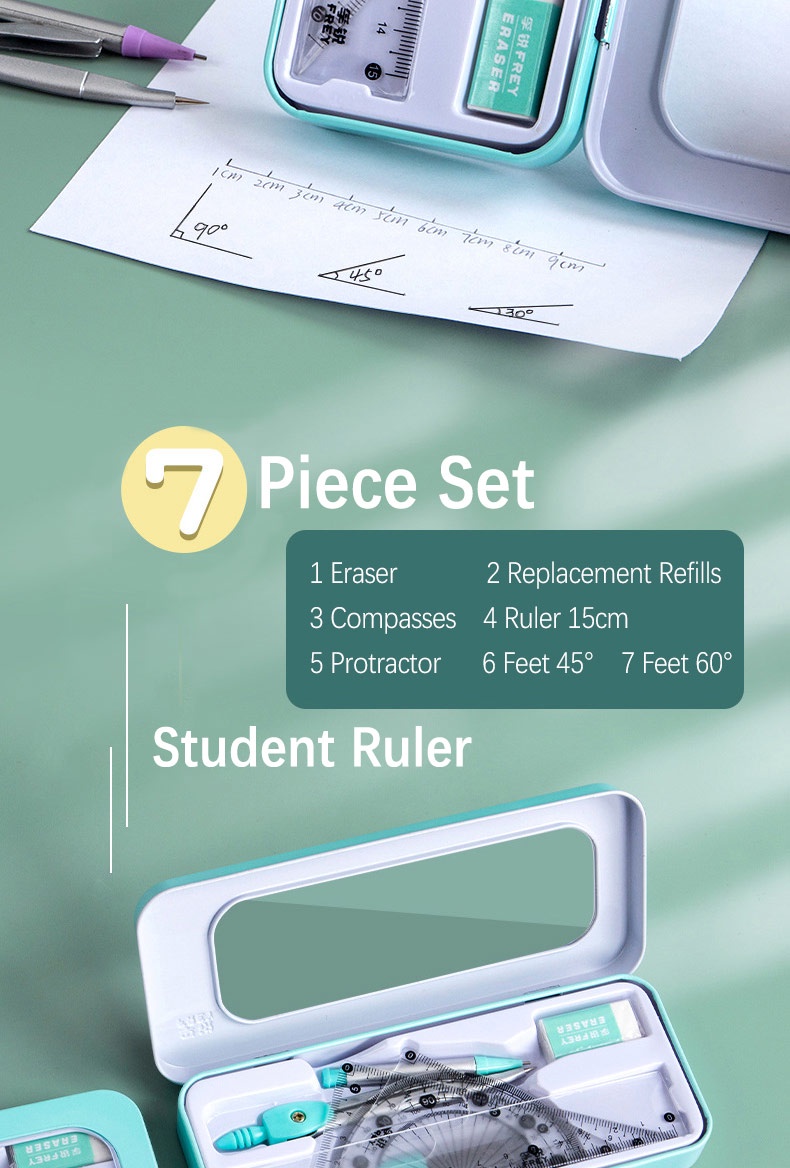 7pcs/Style is random.Set Geometry Compasses//Triangle Ruler/Ruler ...