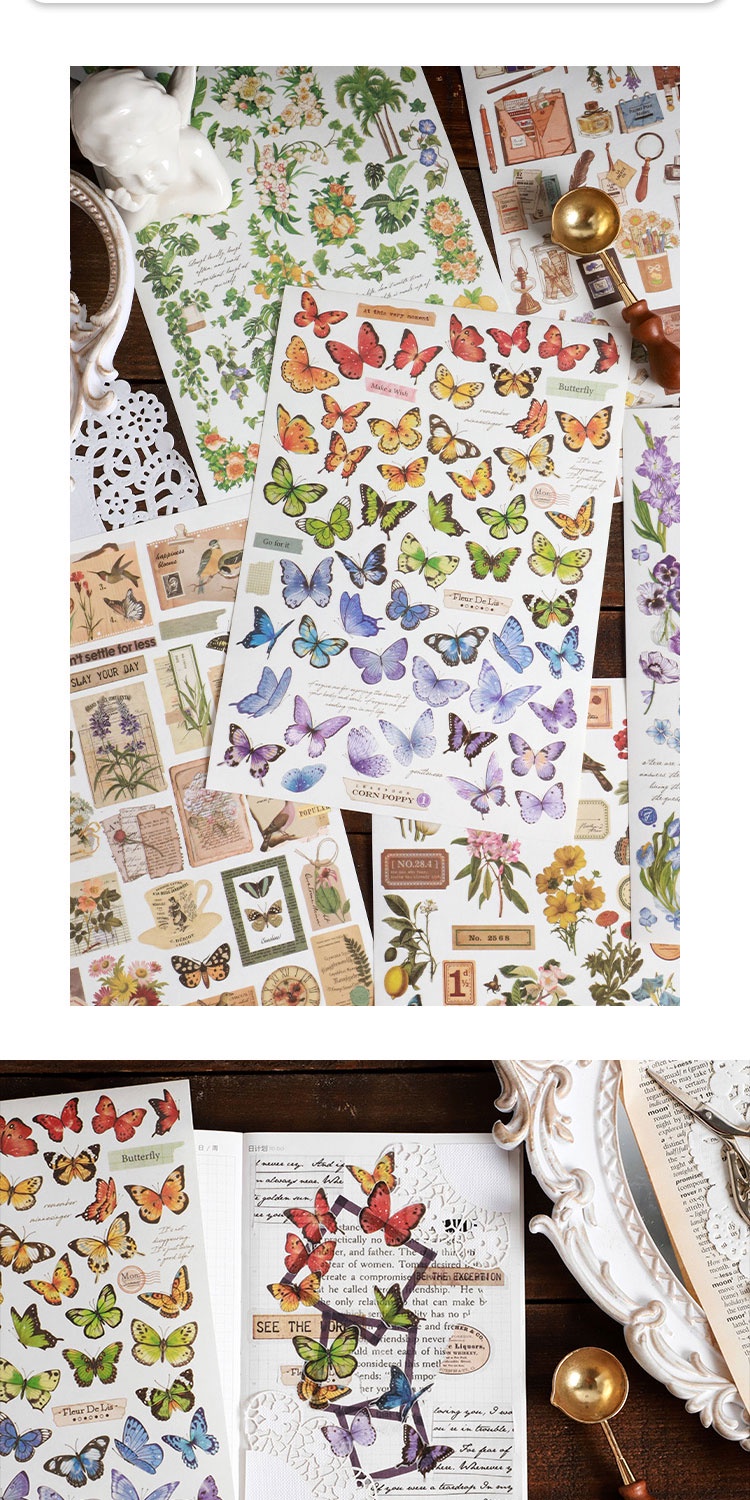 Journamm Butterfly Floral Stickers DIY CUT Creative Scrapbook Supplies ...