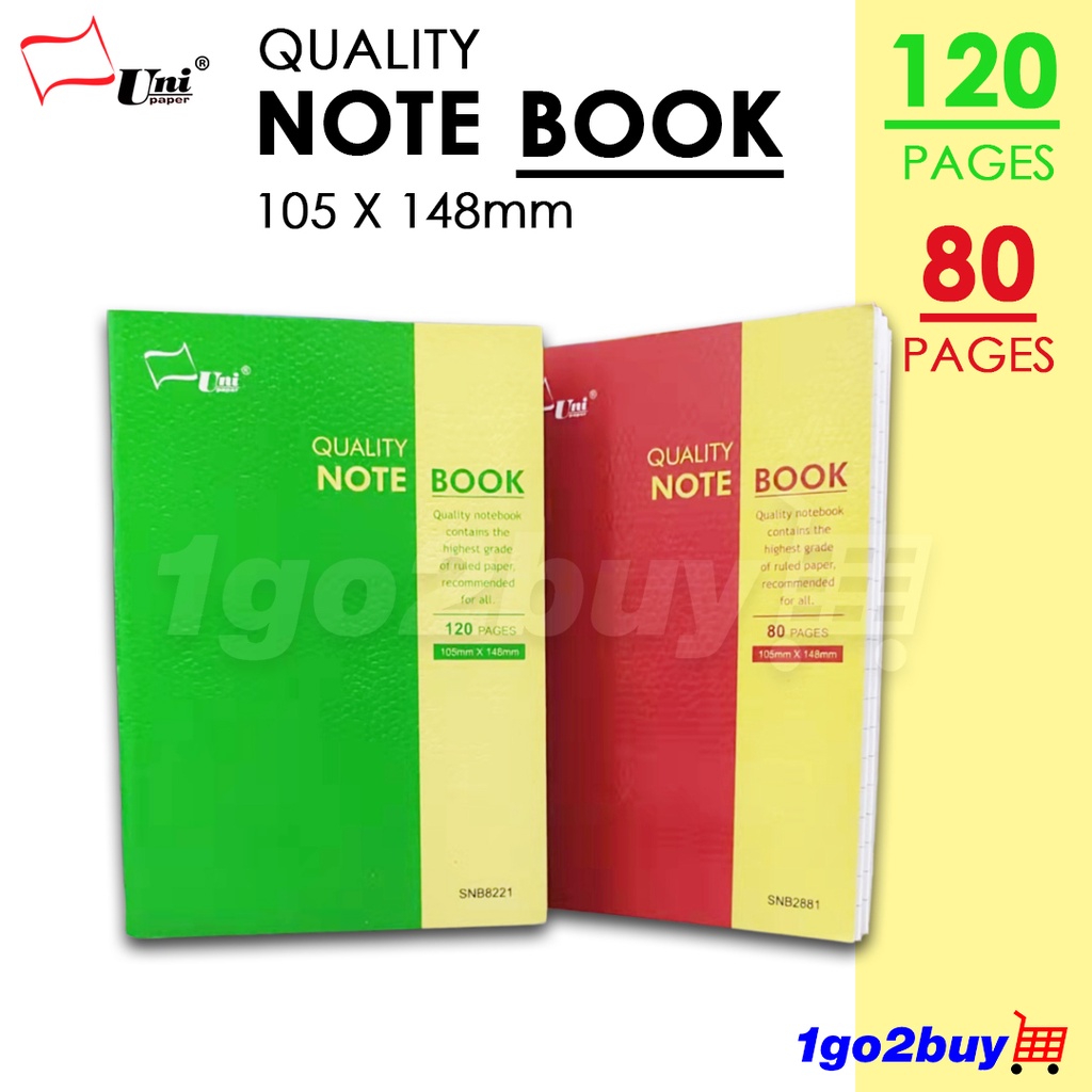 Uni Paper A6 Quality Note Book 80 pgs SNB2881 / 120pgs SNB8221 | Shopee ...