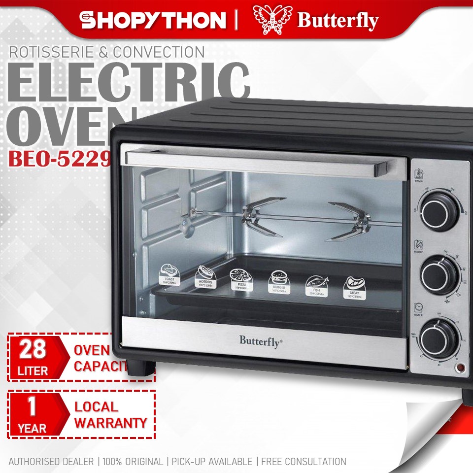 BUTTERFLY Electric Oven BEO5229 (28L/1500W) Convection Rotisserie 2