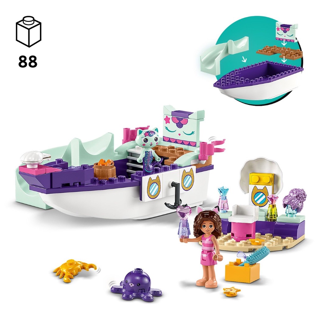 LEGO 10786 Gabby & MerCats Ship & Spa Building Toy Set (88 Pieces ...