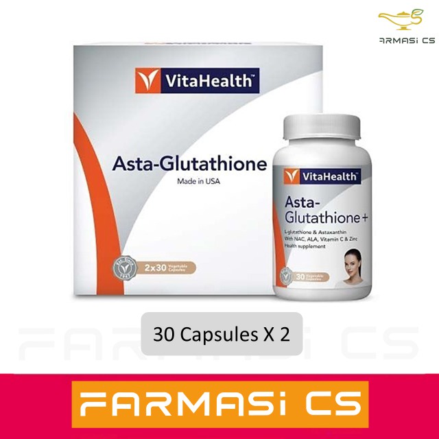 VitaHealth AstaGlutathione+ Plus 30 capsules x 2 Bottles (TWIN) EXP01