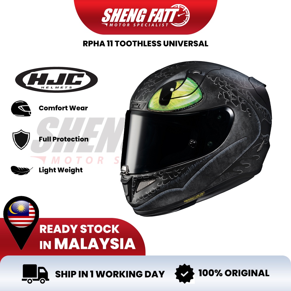 HJC RPHA 11 Toothless Full Face Helmet Motor Visor Topi Keledar