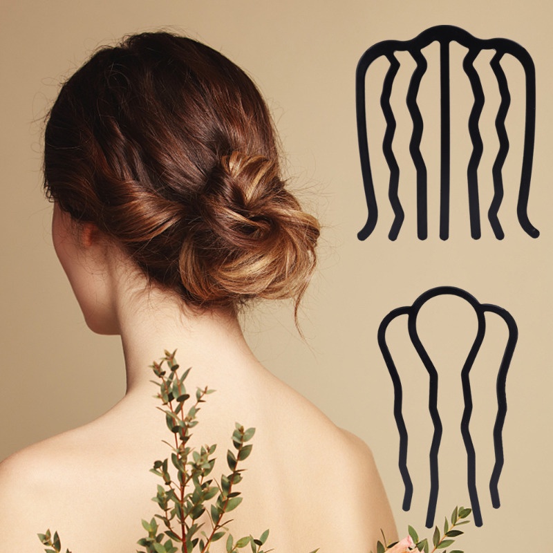 Retro Woven Octagonal Hair Comb / Minimalist Black Clevis Comb / Bride ...