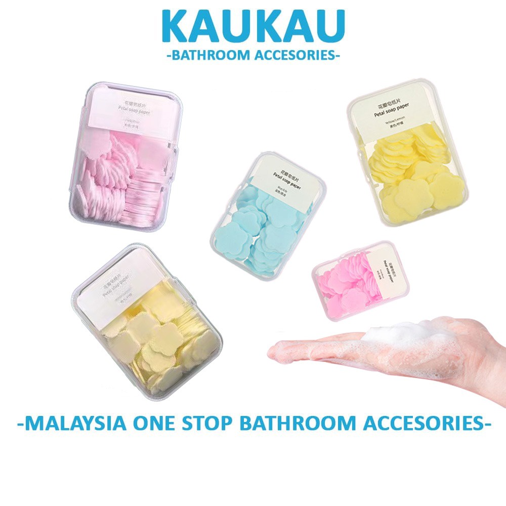 KAUKAU Travel Hand Soap Flower Soap Paper with Box Outdoor Portable