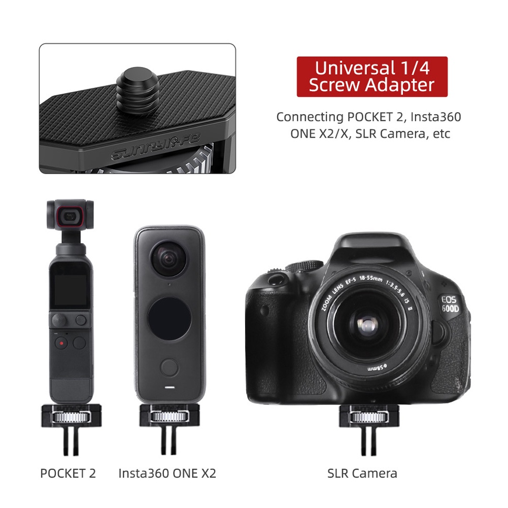 SUNNYLIFE Adjustable Aluminium 1/4 Mount Adapter for GoPro/Insta360 ...