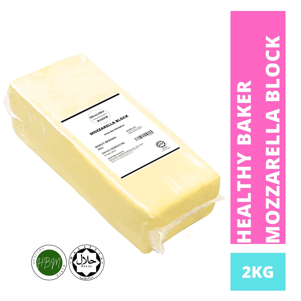 MOZZARELLA CHEESE BLOCK 1KG/2KG/2.4KG / Processed Cheese / Halal / Blok