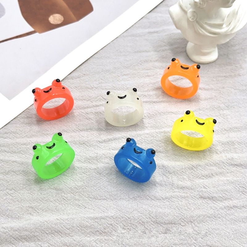 Cute Glowing Frog Rings Resin Finger Circlet Girls Kids Funny ...