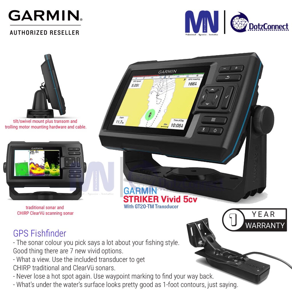 Garmin Striker Vivid 4CV 4.3” / Striker Vivid 5CV 5" GPS Fishfinder ...
