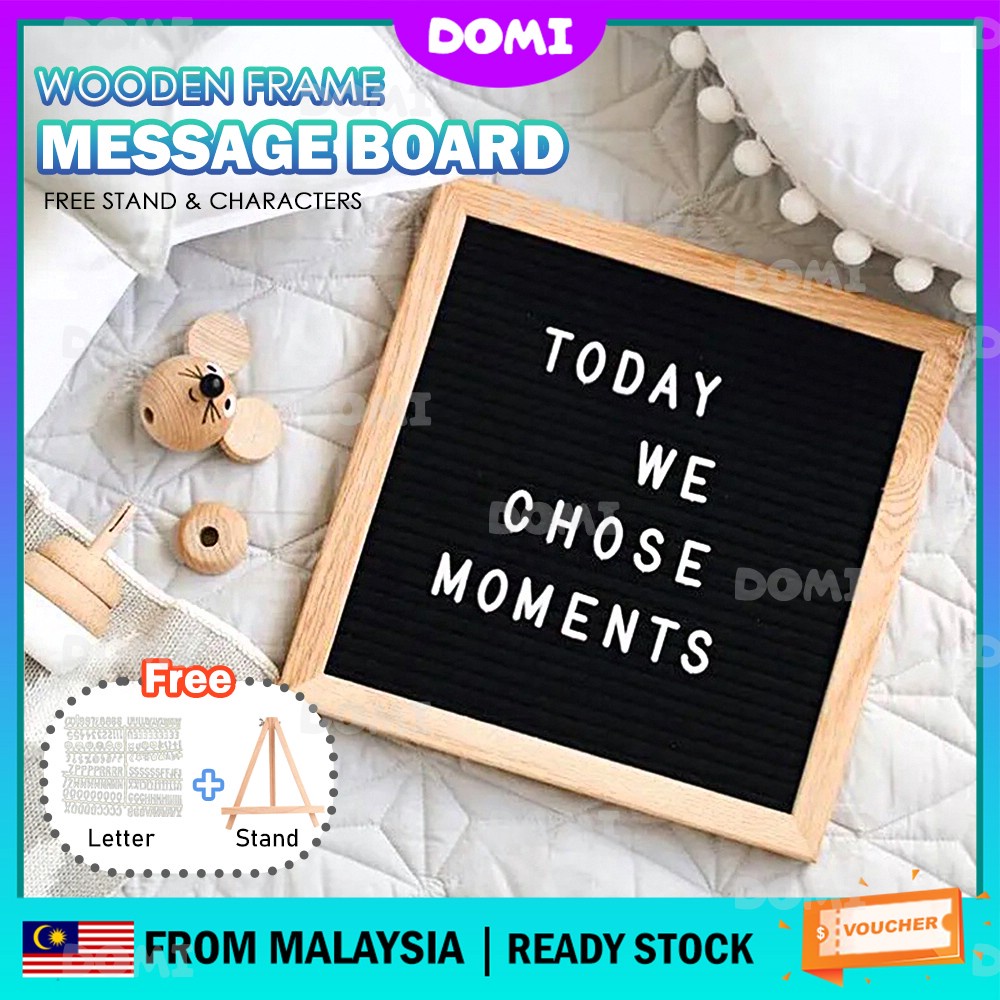 DOMI DIY Wooden Frame Changeable Alphabet Symbol Felt Letter Board Set ...