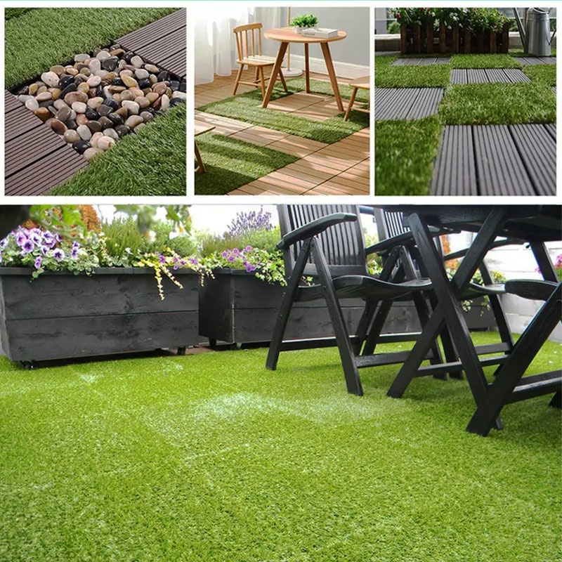 Artificial Grass Carpet Floor Tiles Green Fake Synthetic Interlocking ...